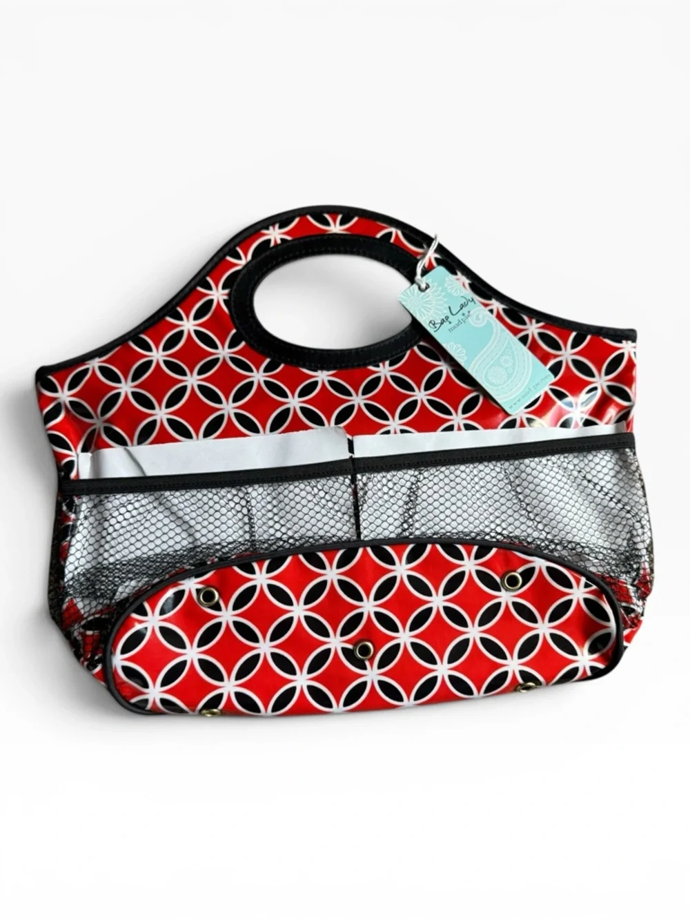 Mud Pie Medallion Shower Caddy-Red/Black
